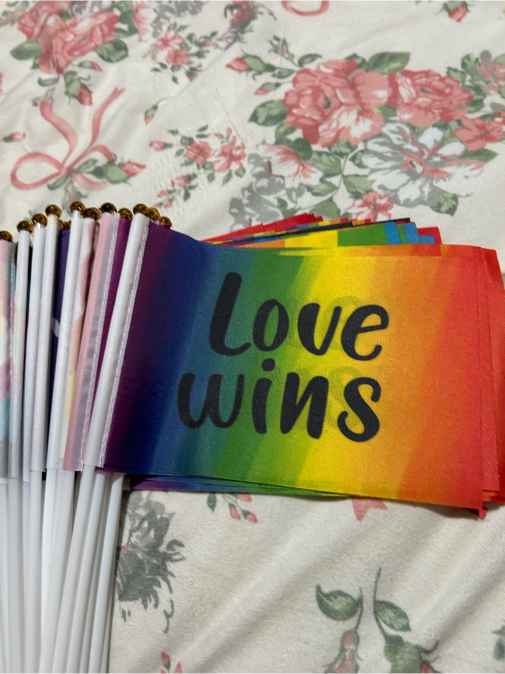 48pcs Pride Rainbow 'Love Wins' Mini Flags - Pack of Decorative Party Flags